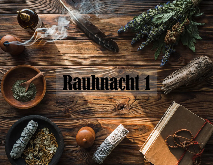 Räucherritual mit Kräutern und Feder zur Rauhnacht.