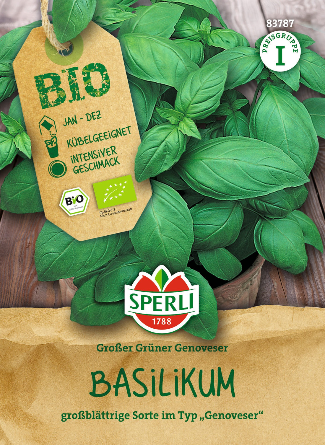 SPERLI BIO Basilikum Großer Grüner Genoveser