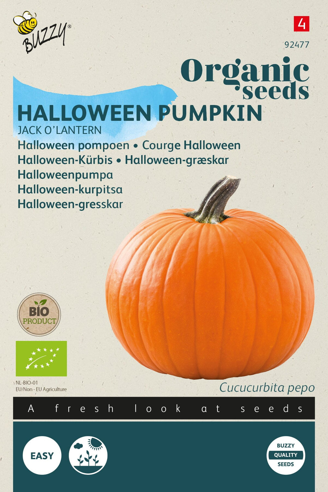 Buzzy Organic Seeds BIO Kürbis Jack O' Lantern