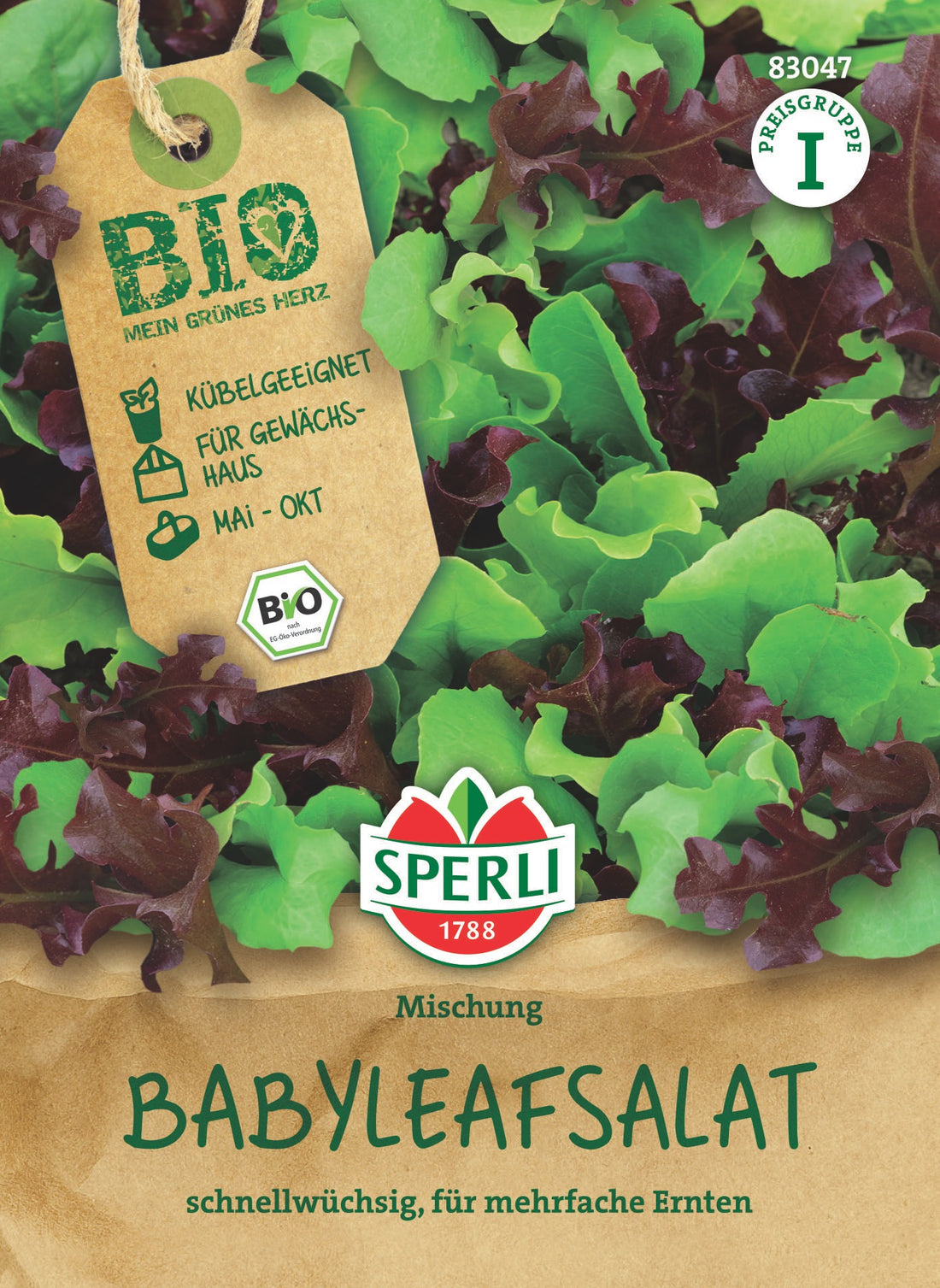 SPERLI BIO Pflück- & Schnittsalat Red salad bowl, Suzan, Marvel of Four Seasons, Little Leprechaun