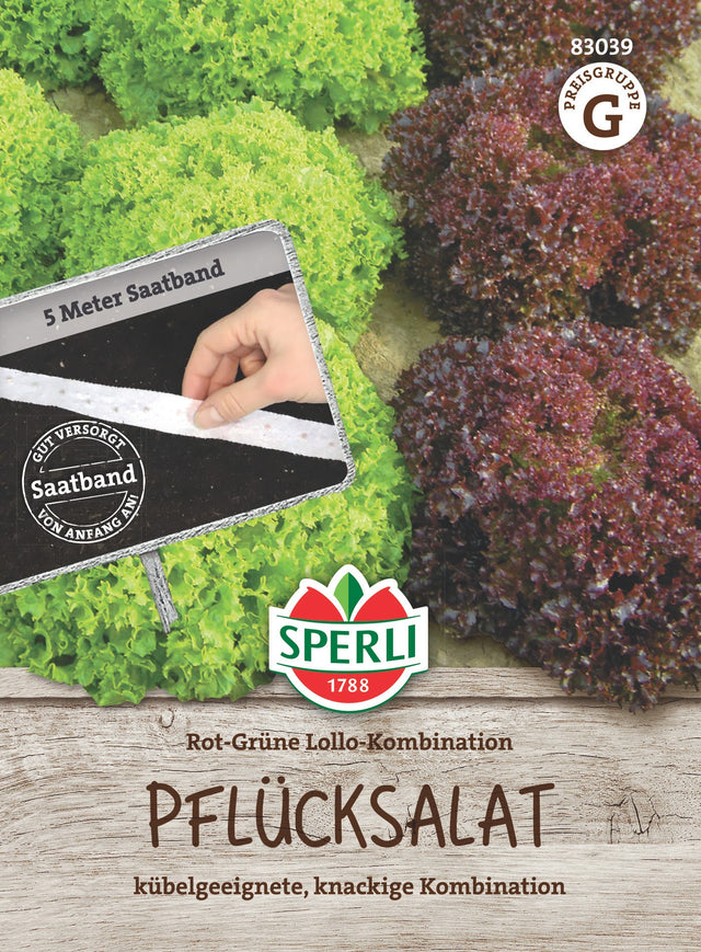 SPERLI Pflück- & Schnittsalat Kombination Lollo rossa, Lollo Bionda Saatband