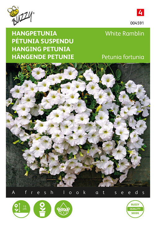 Buzzy Seeds Hängende Petunien White Ramblin
