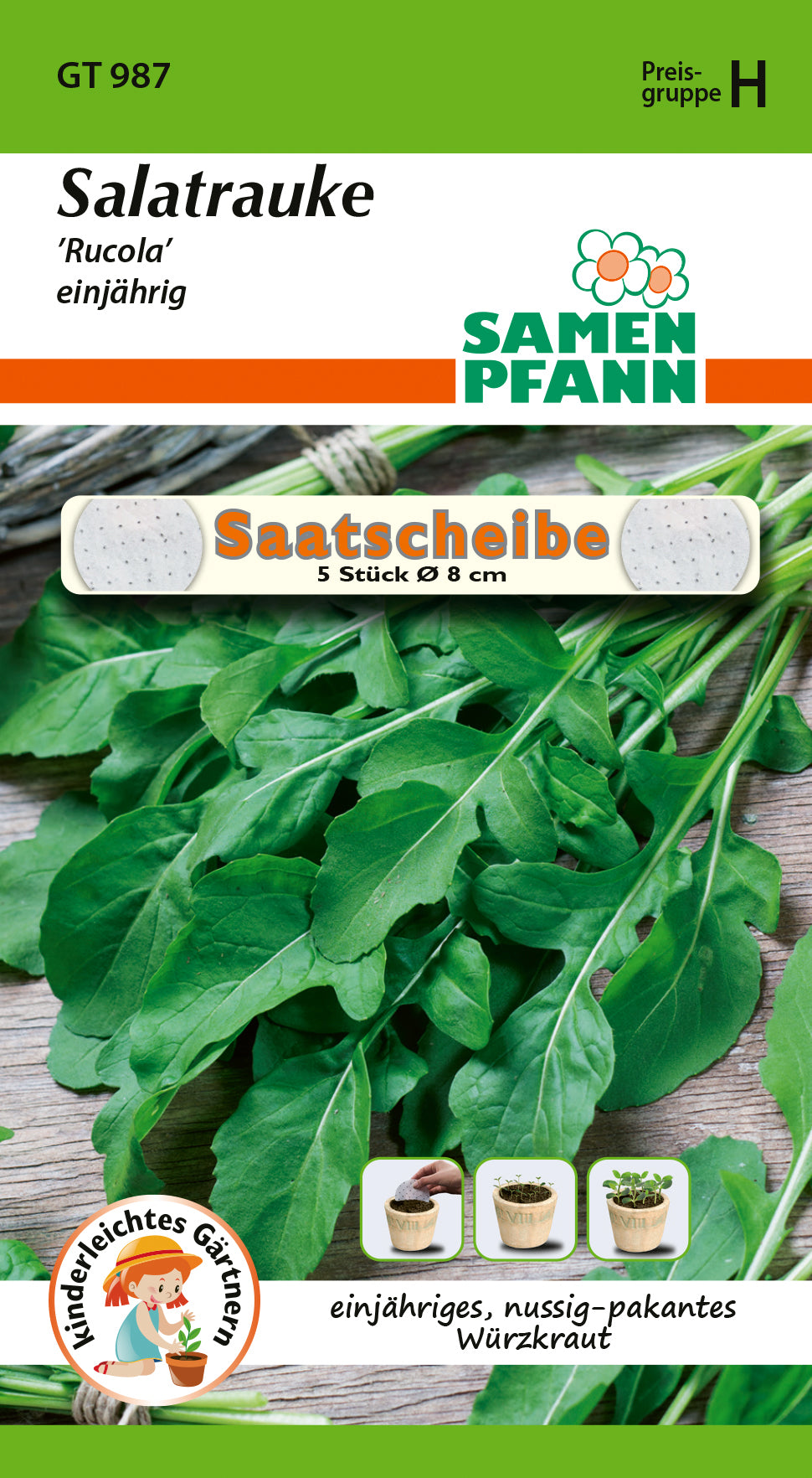 Samen Pfann Salatrauke Rucola einjährig Saatscheibe