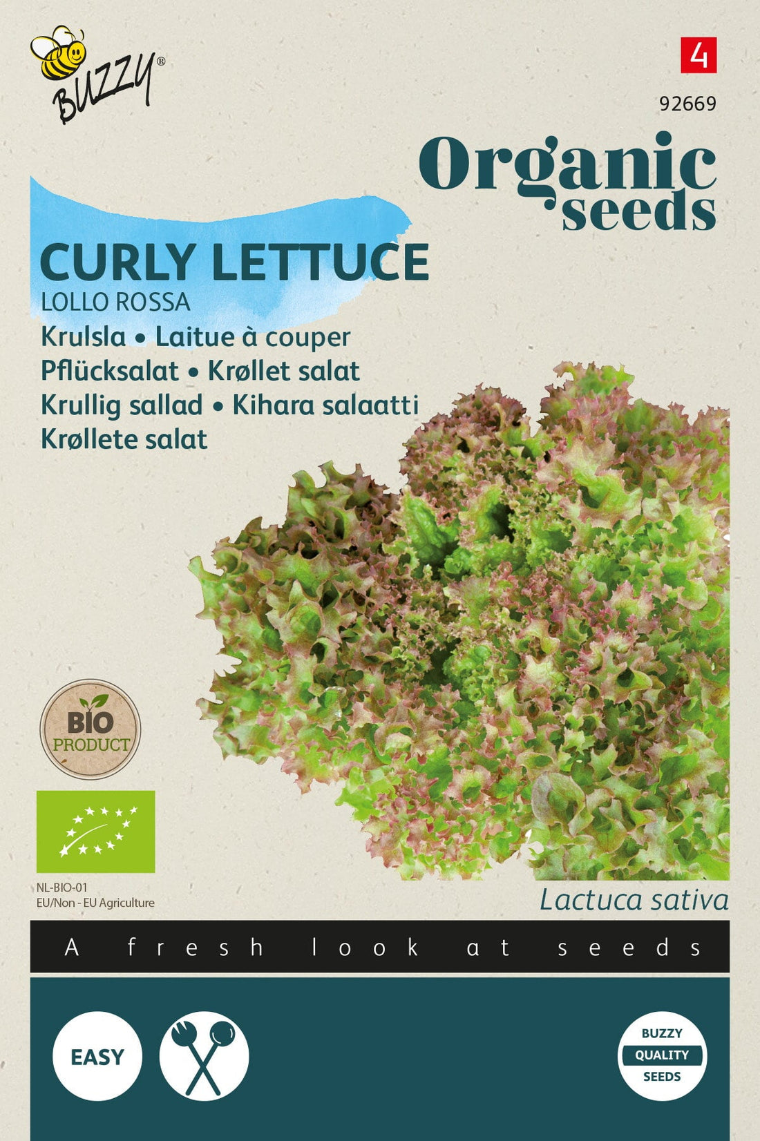 Buzzy Organic Seeds BIO Pflück- & Schnittsalat Lollo Rossa
